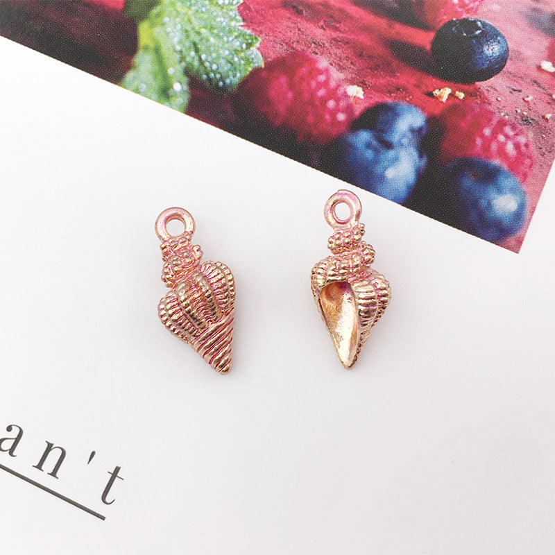 Wholesale Pink Shell Mermaid Flower Rabbit Alloy Drip Oil Pendant Simple Necklace Pendant Accessories